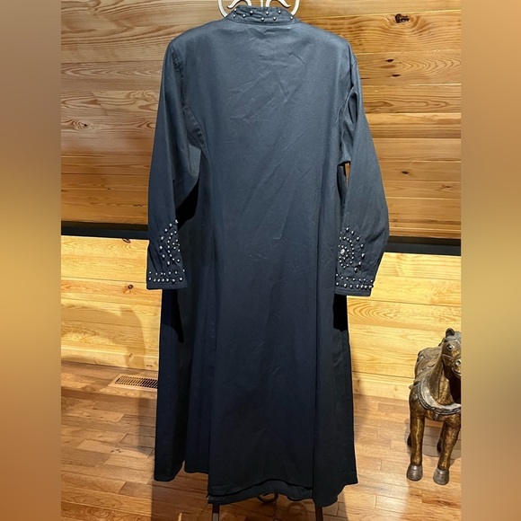 Vintage Western 100% Cotton Concho Embellished Duster Trench Jacket Dress Unisex - Picture 10 of 16
